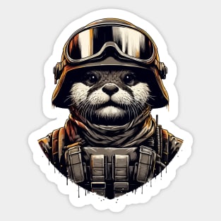 Otter Soldier in Helmet Sticker